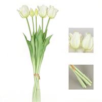 Fleurs artificielles au toucher réel, en PE et latex souple, tulipe à 5 têtes, décoration de bureau et de maison