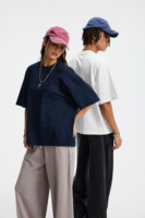 T-shirt en coton épais surdimensionné, coupe courte, personnalisable avec logo, coupe carrée, streetwear vierge pour homme