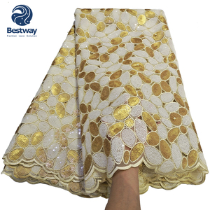 Bestway último café africano doble red encaje corte a mano secuencia tela de encaje - Product Image 4