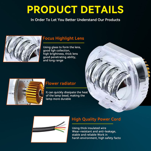 Feux de route 2,5 pouces 12V-80V 30W avec œil de démon LED et œil d'ange pour camions tout-terrain et motos - Product Image 6