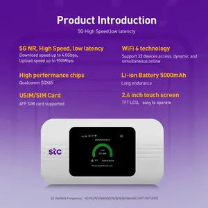 Portable Pocket WiFi 5G MiFis 2.4 Inch Touchscreen Mobile WiFi 6 Dual Band Battery 5000mAh Mobile Wifi Router For Business Trip