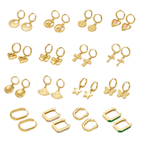 Boucles d'oreilles créoles Hoogie en acier inoxydable 316L, design résine, pavées de zircons, plaqué or 18K PVD, bijoux géométriques creux