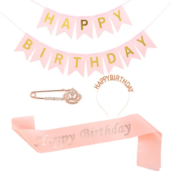 Kit de decoração para festas de aniversário, bandana de cristal para meninos e meninas, broche para decoração de festas e aniversários