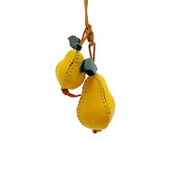 Echt lederen fruit-peerhanger Eerste laag plantaardig gelooide koeienhuid tasbedel Leuke schattige sleutelhanger Instagram-stijl ornament