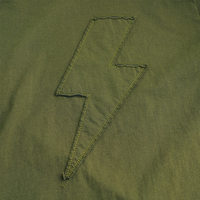 Conjuntos de Ropa para Bebés Niños, Boutique de Ropa Infantil, Traje de Verano para Niños, Camiseta de Algodón Lavado con Apliques de Rayo Verde Oliva, Venta al por Mayor