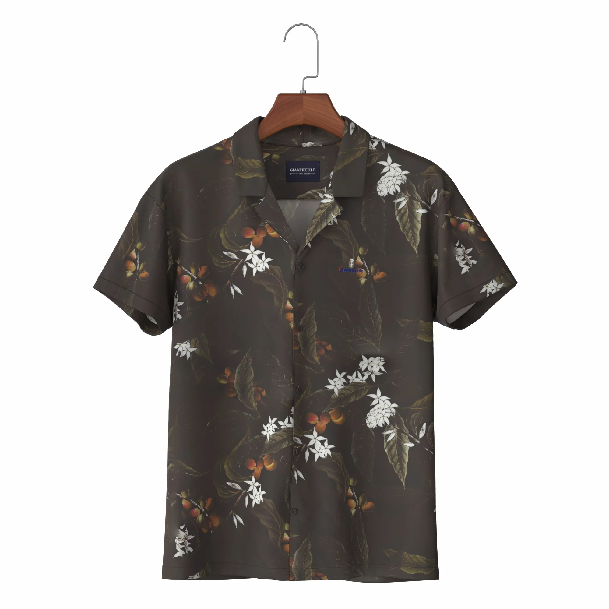 Oeko-Tex लेखा परीक्षा कपास फूल प्रिंट हवाई शर्ट कम MOQ के साथ छुट्टी Aloha शर्ट