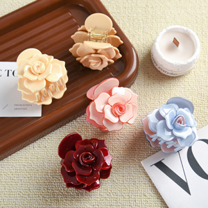 Hair Accessories Stylish Amber Touch Gloss Hair Clamp Large Bright Acetate <b>Flowers</b> Hair Claw <b>Sweet</b> HAIRCLIP - Product Image 3