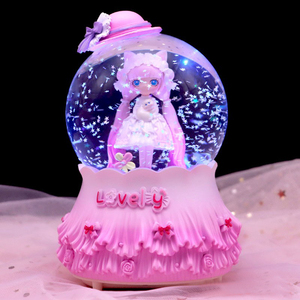 Regalo de cumpleaños para niñas, globo de nieve de Navidad con música ligera, modelo de resina de bola de nieve, temas de hadas y osos para decoración del hogar - Product Image 1