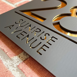 Panneau de maison moderne personnalisé en acrylique, découpé au Laser, numéro de miroir, nom de la rue, <span class=keywords><strong>Plaque</strong></span> d'adresse arabe - Product Image 6