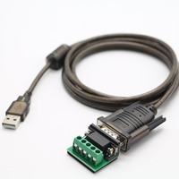 Cable Convertidor de Línea Serial USB a RS485 de 9 Pines DB9 con Protección Contra Sobretensiones, Chip FTDI, Adaptador USB a RS-485 con Bloque de Terminales