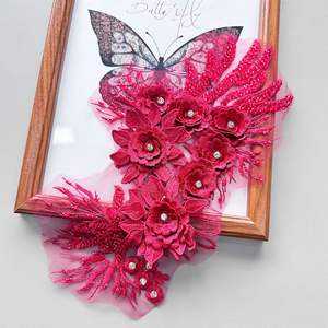 Patch en cristal fait à la main appliques en strass passementerie de dentelle perlée de mode pour vêtements couture robe modèles de strass patchs - Product Image 3