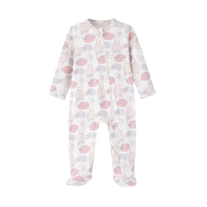 Mono de fibra de bambú con estampado personalizado de fábrica, pijama con cremallera de dibujos animados para niños, patrón de nubes, mono de manga larga para niña - Product Image 4