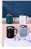 Vente en gros de tasses à café/lait graduées en acier inoxydable 304 de 500 ml, écologiques, créatives, avec couvercle et logo, thermos à vide