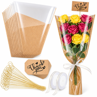 Kit de sacs en papier kraft écologiques de luxe pour emballer des fleurs, avec ruban, étiquette dorée, logo personnalisé en usine, vente en gros