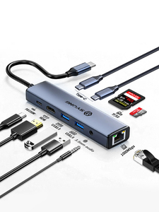 <span class=keywords><strong>Station</strong></span> <span class=keywords><strong>d</strong></span>'<span class=keywords><strong>accueil</strong></span> SYONG améliorée 10-en-1, 1000 Mbit/s, Type-C Mâle, RJ45, HDMI, USB 3.0 5 Gbit/s et USB 2.0 480 Mbit/s, Audio 3,5 mm, SD, TF, PD 100 W - Product Image 2