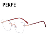 MM 91373 Nouvelle monture de lunettes de vue style œil de chat en métal, montures de lunettes sans monture pour femmes