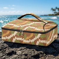 Sac isotherme de style hawaïen à imprimé floral émeraude pour livraison de plats chauds ou froids, pique-nique et activités de plein air
