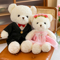 En gros, Ours en peluche Teddy de haute qualité, modèle robe de mariée, avec nœud papillon, pour couple, cadeau mignon et romantique pour amoureux