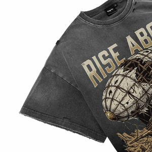 T-shirts pour hommes vintage délavés à l'acide, style steampunk, avec motif d'airship, coupe ample et oversize, imprimé lettres, respirant - Product Image 5