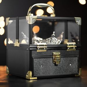 Hộp đựng vương miện trang trọng có tay cầm, hộp trưng bày vương miện và giá đỡ khăn choàng, hộp đựng trong suốt có nắp đậy, hộp đựng du lịch - Product Image 5