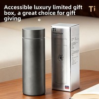 Bouteille d'eau isotherme en titane pur, grande capacité, portable, pour affaires, avec infuseur à thé personnalisable, isolation sous vide 6 heures, idéale comme cadeau