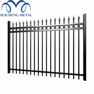 Durable High Quality Black Residential And Commercial Ornamental Wrought Iron Metal Garden Fencing