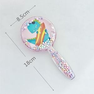 Per bambini regali per dinosauro rotondo <span class=keywords><strong>spazzola</strong></span> per capelli Anti Nudos cura dei capelli lisci sfera di cristallo in plastica trasparente - Product Image 3