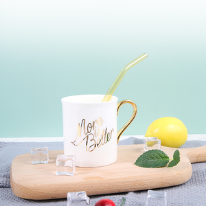 لون قوس قزح قابلة لإعادة الاستخدام مقاومة لدرجة الحرارة العالية من الزجاج الصالح للشرب أدوات شرب الحليب القش - Product Image 4