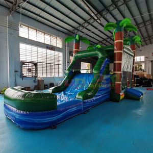 Outdoor kids party tropical themed commercial inflatable combo water slide with <b>bounce</b> house - Product Image 4