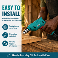 Perceuse électrique PUSELLO 450W, perceuse à main avec mandrin de 10 mm pour le travail du bois, l'atelier et le bricolage