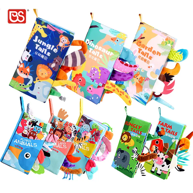 BS Toy Multi Style Touch Felt Children Learning Cloth Books Animal Tail Baby   Toddler Toy Kids Cloth Book With 5 Pages