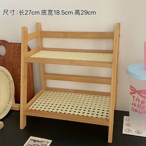 Étagère de rangement double couche en bois, 27x18.5x29cm, pour vaisselle, salon, type rectangulaire, multifonctionnel - Product Image 1