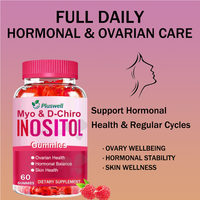 Complément alimentaire personnalisé en gommes d'inositol (60 unités) pour la santé ovarienne, l'équilibre hormonal et la santé de la peau chez la femme