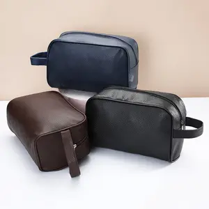 RU Custom portable unisex private label colorful zipper travel faux pu leather make up bag sets organizer pouch man