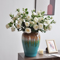 Bouquet de 6 roses artificielles Joho - 65 cm - Fleurs artificielles enveloppées pour la décoration moderne du salon - Arrangement de mariage