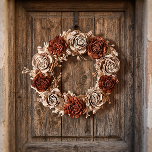 Corona de Flores Rústica Hecha a Mano, Arreglo Floral Decorativo Redondo para Boda, Paquete Individual Sin Iluminación - Product Image 4