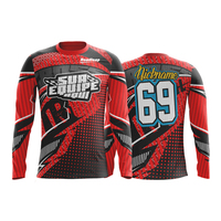 Desain kustom olahraga sepeda motor 100% poliester kemeja balap cepat kering lengan panjang sepeda motor & otomotif Jersey Motocross