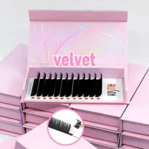 Private label 0.05 velvet matte black eyelash extension wholesale luxury mink trays volume supplies velvet lash extension trays