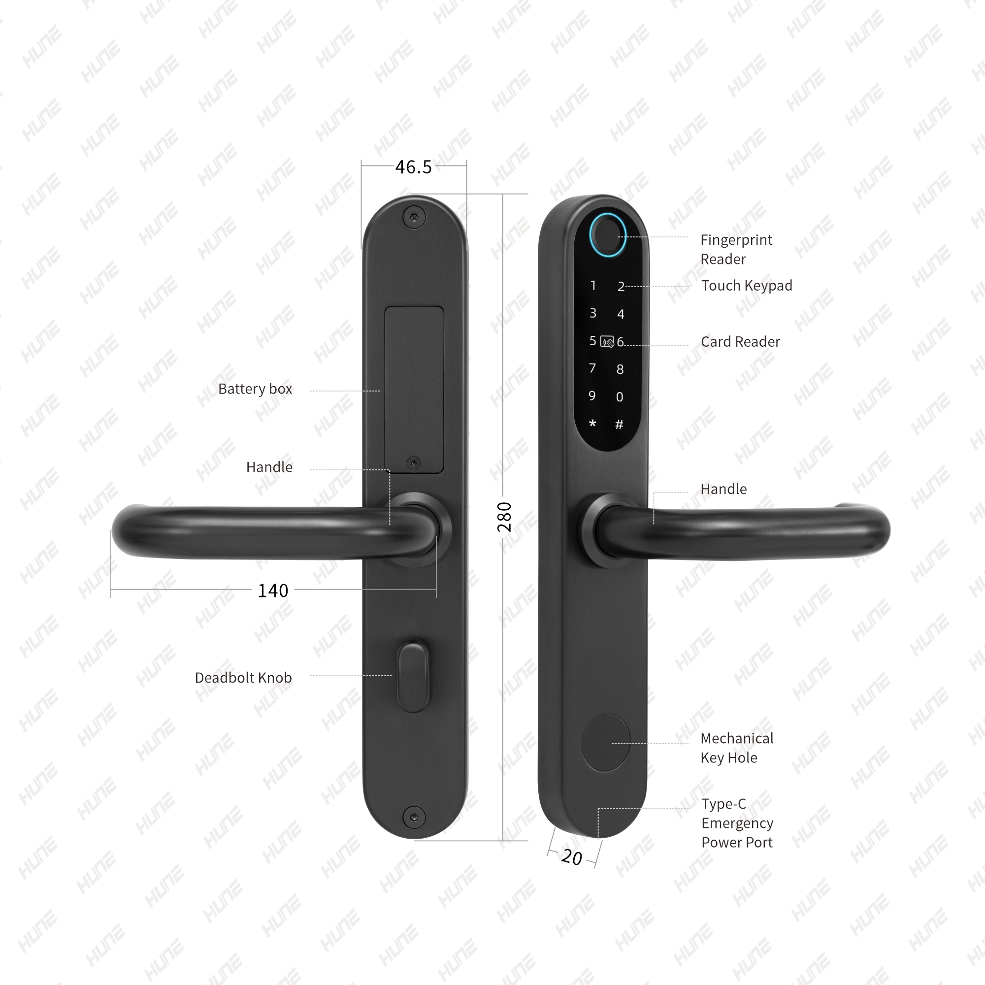 HUNE IP65 Waterproof 316 Stainless Steel Smart Door Lock System with App Digital Lock Code Password TT Lock for Residence · image 3