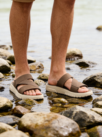 Sandales OLICOM OEM avec logo personnalisé d'usine Sandales pour hommes avec soutien de la voûte plantaire Chaussons à glissières personnalisés confortables et respirants à semelle épaisse en EVA