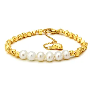 Natural Pearl Bracelets For Women Gold Color Zircon Beads Bracelet Fashion Jewelry Gift OEM ODM