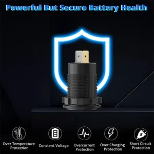 Chargeur USB à trois ports 12V/24V, double prise USB 18W QC 3.0 et 20W PD USB-C pour voiture et moto avec voltmètre et interrupteur d'alimentation - Product Image 3