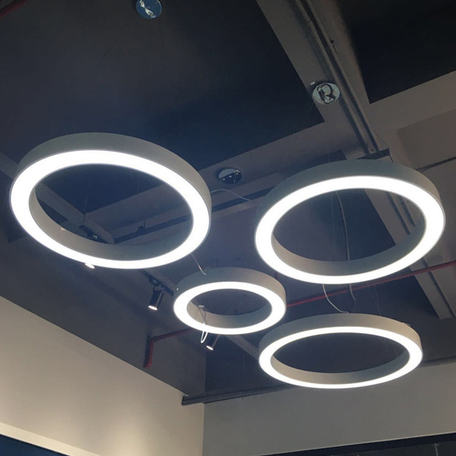 Office Chandelier Round Modern Led Lighting Ceiling Pendant Surface Mounted Circular Conference Room Decoration Led Linear Light