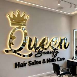 Letrero 3D Personalizado para Salón de Belleza, Diseño de Letrero LED, Letrero Metálico Retroiluminado, Logotipo de Pared para Negocios, Letrero LED Iluminado para Señalización Interior - Product Image 3