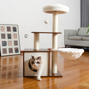 ตู้เก็บรองเท้าสีน้ำตาลทันสมัยพร้อมที่นอนแมว ที่ลับเล็บ และขนกระต่ายน้อยที่ซักได้ ประกอบง่าย - Product Image 2