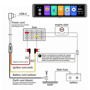 Caméra de tableau de bord à 4 objectifs avec ADAS non avancé, WiFi, vision nocturne, pour voiture, DVR, boîte noire, BSD - Product Image 3