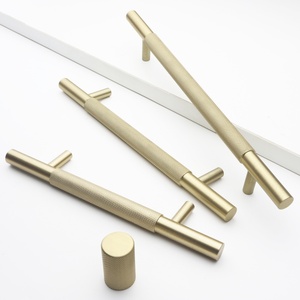 Luxuriöse Schlichte Kleiderschrankgriffe Gerändelt Schwarz Gold Silber Gebürstete Schrankknöpfe Aluminium Geprägte Küchengriffe - Product Image 4