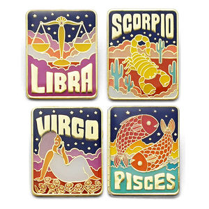 Üretici özel sevimli 12 takımyıldızı rozeti zodyak burç Leo Libra <span class=keywords><strong>Virgo</strong></span> sert mineli yaka rozeti - Product Image 6