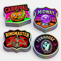 Autocollants découpés sur mesure, style gothique sombre et horrifique, en vinyle holographique, imperméables, pour Halloween et carnaval, pour ordinateur portable et bouteille d'eau