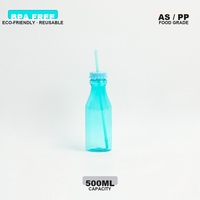 Bouteille d'eau en plastique Tritan givré transparent de 500 ml avec logo personnalisé pour enfants, avec paille, pour boissons gazeuses
